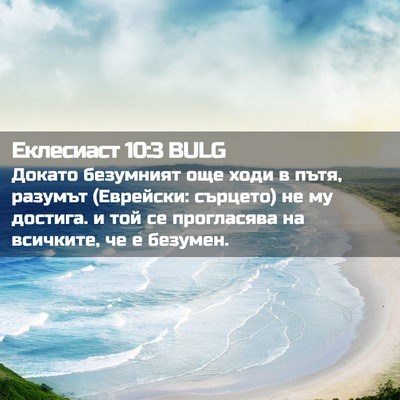 Picture 02 - Еклесиаст 10:3 BULG - Докато безумният още ходи - Bible Verse Picture