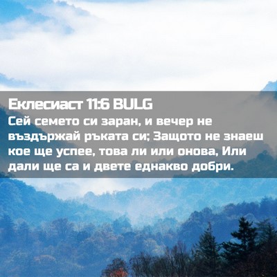 Picture 02 - Еклесиаст 11:6 BULG - Сей семето си заран, и - Bible Verse Picture