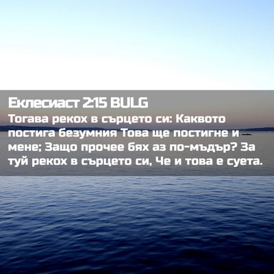 Picture 02 - Еклесиаст 2:15 BULG - Тогава рекох в сърцето си: - Bible Verse Picture