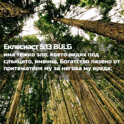 Picture 02 - Еклесиаст 5:13 BULG - има тежко зло, което видях - Bible Verse Picture