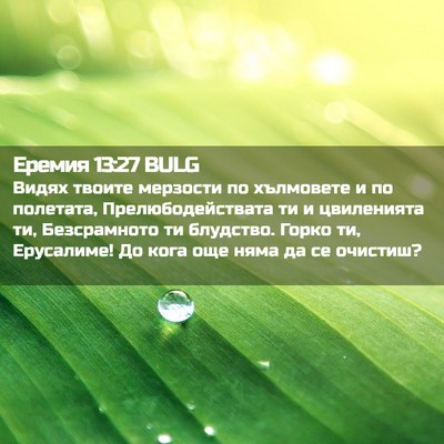 Picture 02 - Еремия 13:27 BULG - Видях твоите мерзости по - Bible Verse Picture