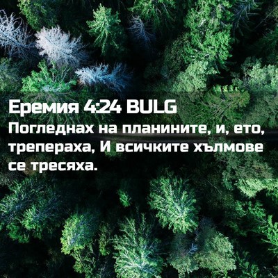 Picture 02 - Еремия 4:24 BULG - Погледнах на планините, и, - Bible Verse Picture
