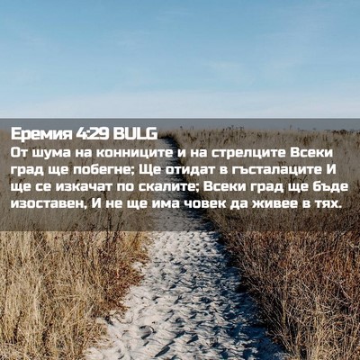 Picture 02 - Еремия 4:29 BULG - От шума на конниците и на - Bible Verse Picture