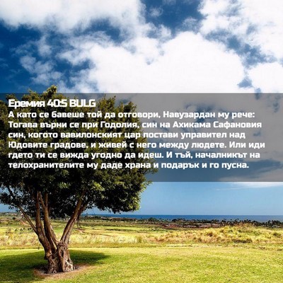 Picture 02 - Еремия 40:5 BULG - А като се бавеше той да - Bible Verse Picture