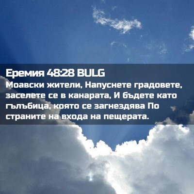 Picture 02 - Еремия 48:28 BULG - Моавски жители, Напуснете - Bible Verse Picture