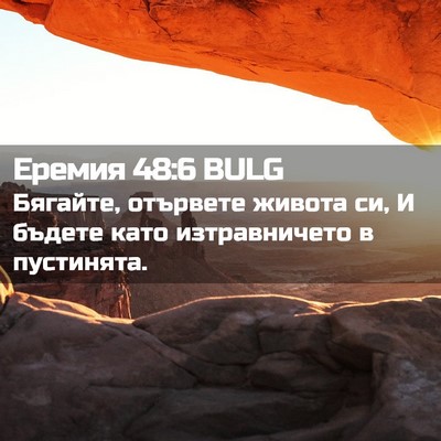 Picture 02 - Еремия 48:6 BULG - Бягайте, отървете живота - Bible Verse Picture