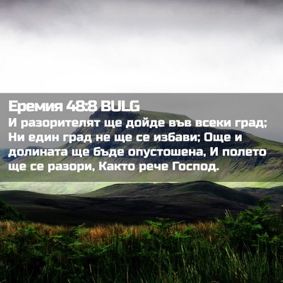 Picture 02 - Еремия 48:8 BULG - И разорителят ще дойде във - Bible Verse Picture