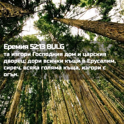 Picture 02 - Еремия 52:13 BULG - та изгори Господния дом и - Bible Verse Picture