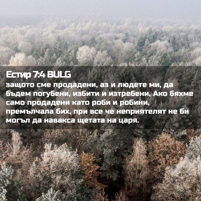 Picture 02 - Естир 7:4 BULG - защото сме продадени, аз и - Bible Verse Picture
