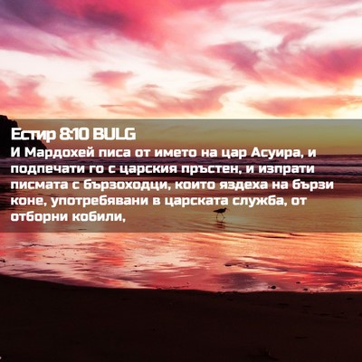 Picture 02 - Естир 8:10 BULG - И Мардохей писа от името на - Bible Verse Picture