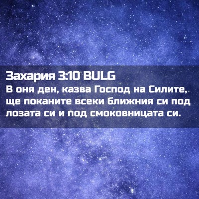 Picture 02 - Захария 3:10 BULG - В оня ден, казва Господ на - Bible Verse Picture