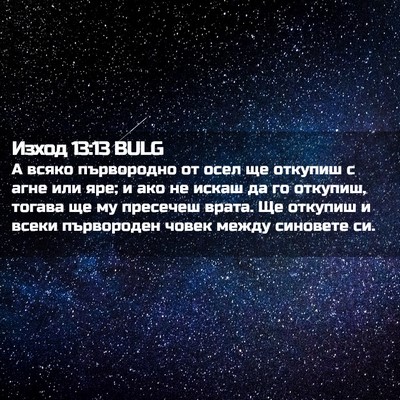 Picture 02 - Изход 13:13 BULG - А всяко първородно от осел - Bible Verse Picture