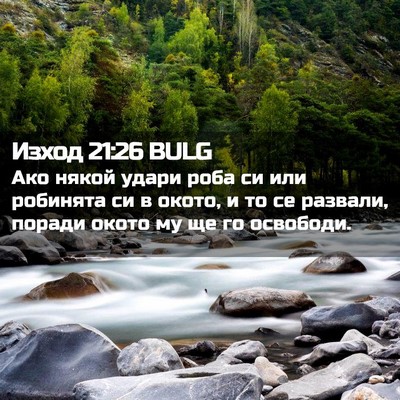 Picture 02 - Изход 21:26 BULG - Ако някой удари роба си или - Bible Verse Picture