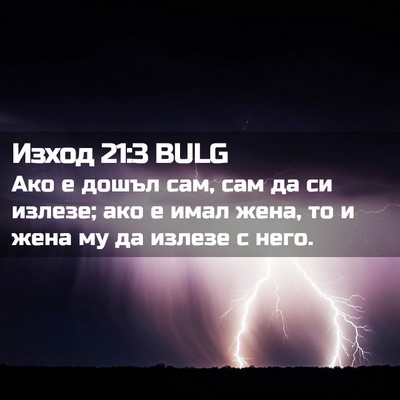 Picture 02 - Изход 21:3 BULG - Ако е дошъл сам, сам да си - Bible Verse Picture