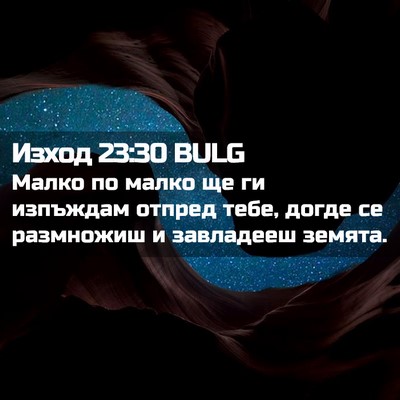 Picture 02 - Изход 23:30 BULG - Малко по малко ще ги - Bible Verse Picture