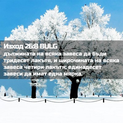 Picture 02 - Изход 26:8 BULG - дължината на всяка завеса - Bible Verse Picture