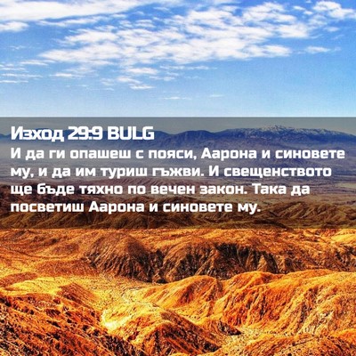 Picture 02 - Изход 29:9 BULG - И да ги опашеш с пояси, - Bible Verse Picture