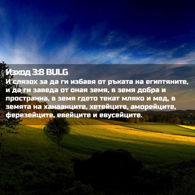 Picture 02 - Изход 3:8 BULG - И слязох за да ги избавя от - Bible Verse Picture