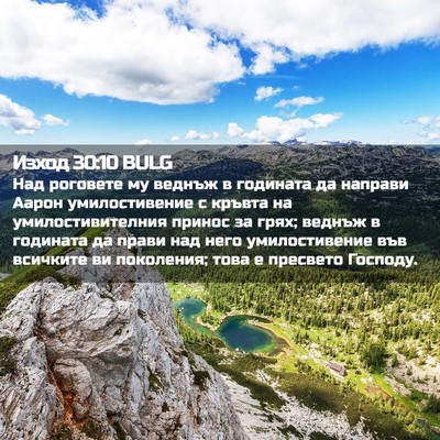 Picture 02 - Изход 30:10 BULG - Над роговете му веднъж в - Bible Verse Picture