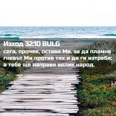 Picture 02 - Изход 32:10 BULG - сега, прочее, остави Ме, за - Bible Verse Picture