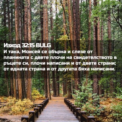 Picture 02 - Изход 32:15 BULG - И така, Моисей се обърна и - Bible Verse Picture