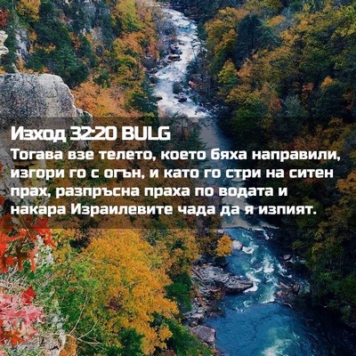 Picture 02 - Изход 32:20 BULG - Тогава взе телето, което - Bible Verse Picture