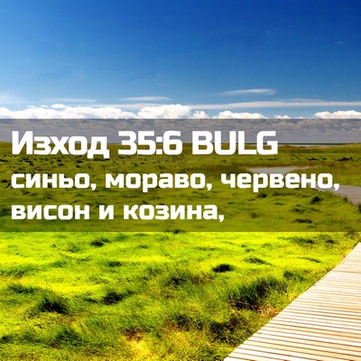 Picture 02 - Изход 35:6 BULG - синьо, мораво, червено, - Bible Verse Picture