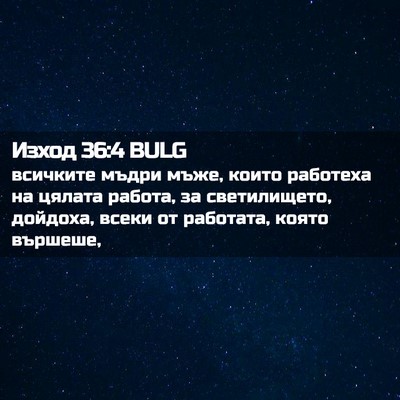 Picture 02 - Изход 36:4 BULG - всичките мъдри мъже, които - Bible Verse Picture