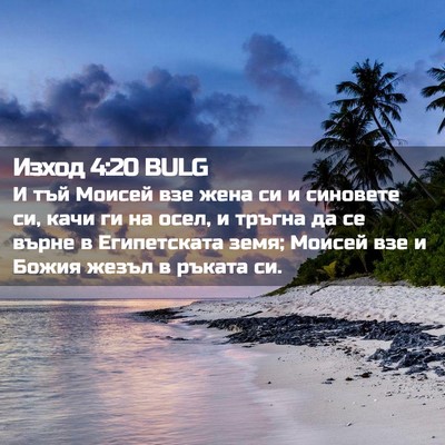 Picture 02 - Изход 4:20 BULG - И тъй Моисей взе жена си и - Bible Verse Picture