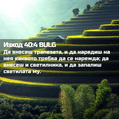 Picture 02 - Изход 40:4 BULG - Да внесеш трапезата, и да - Bible Verse Picture