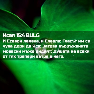 Picture 02 - Исая 15:4 BULG - И Есевон лелека, и Елеала; - Bible Verse Picture