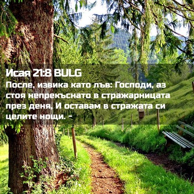 Picture 02 - Исая 21:8 BULG - После, извика като лъв: - Bible Verse Picture