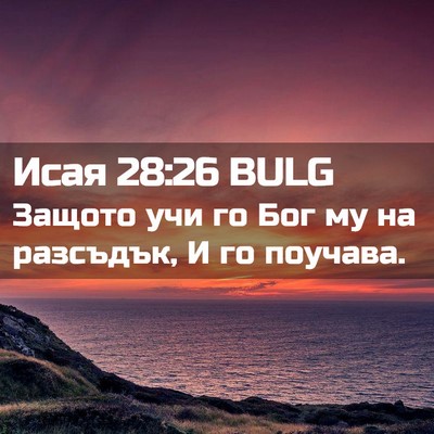 Picture 02 - Исая 28:26 BULG - Защото учи го Бог му на - Bible Verse Picture