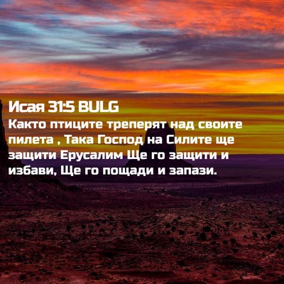 Picture 02 - Исая 31:5 BULG - Както птиците треперят над - Bible Verse Picture