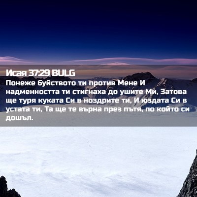 Picture 02 - Исая 37:29 BULG - Понеже буйството ти против - Bible Verse Picture