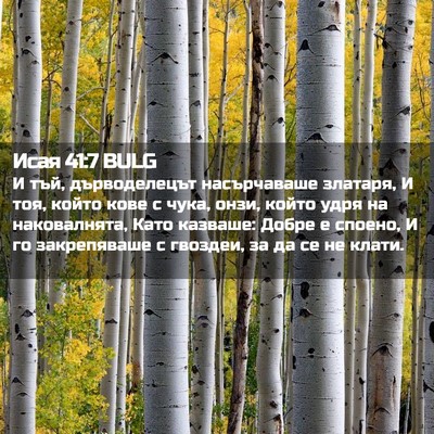 Picture 02 - Исая 41:7 BULG - И тъй, дърводелецът - Bible Verse Picture