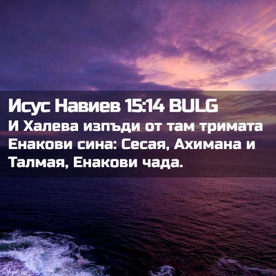 Picture 02 - Исус Навиев 15:14 BULG - И Халева изпъди от там - Bible Verse Picture
