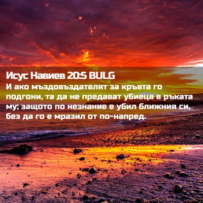 Picture 02 - Исус Навиев 20:5 BULG - И ако мъздовъздателят за - Bible Verse Picture