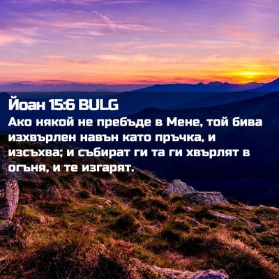 Picture 02 - Йоан 15:6 BULG - Ако някой не пребъде в - Bible Verse Picture