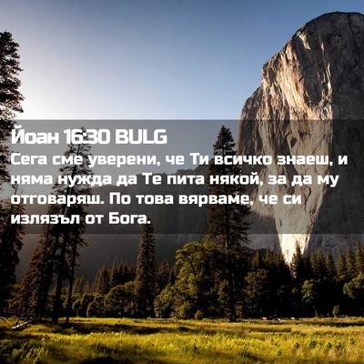 Picture 02 - Йоан 16:30 BULG - Сега сме уверени, че Ти - Bible Verse Picture