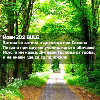 Picture 02 - Йоан 20:2 BULG - Затова се затича и дохожда - Bible Verse Picture