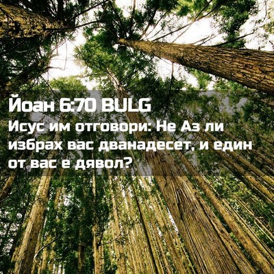 Picture 02 - Йоан 6:70 BULG - Исус им отговори: Не Аз ли - Bible Verse Picture