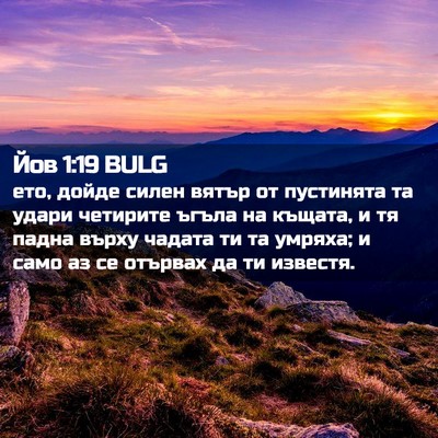 Picture 02 - Йов 1:19 BULG - ето, дойде силен вятър от - Bible Verse Picture