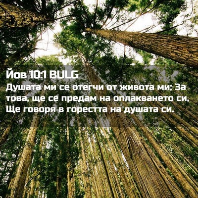 Picture 02 - Йов 10:1 BULG - Душата ми се отегчи от - Bible Verse Picture