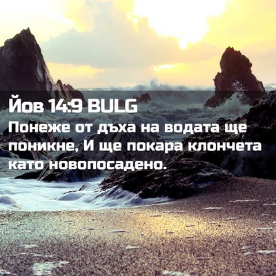 Picture 02 - Йов 14:9 BULG - Понеже от дъха на водата ще - Bible Verse Picture