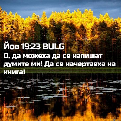 Picture 02 - Йов 19:23 BULG - О, да можеха да се напишат - Bible Verse Picture