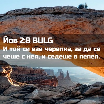 Picture 02 - Йов 2:8 BULG - И той си взе черепка, за да - Bible Verse Picture