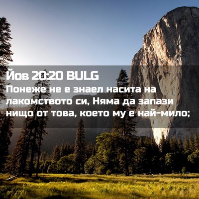 Picture 02 - Йов 20:20 BULG - Понеже не е знаел насита на - Bible Verse Picture
