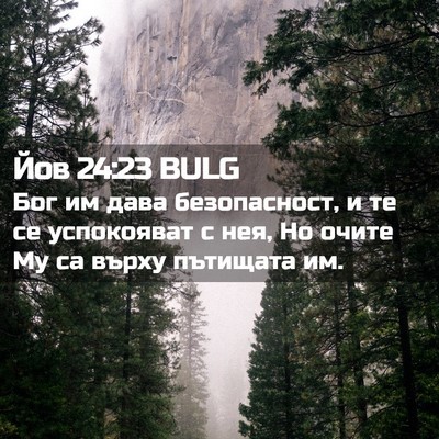 Picture 02 - Йов 24:23 BULG - Бог им дава безопасност, и - Bible Verse Picture