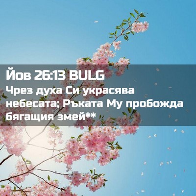 Picture 02 - Йов 26:13 BULG - Чрез духа Си украсява - Bible Verse Picture